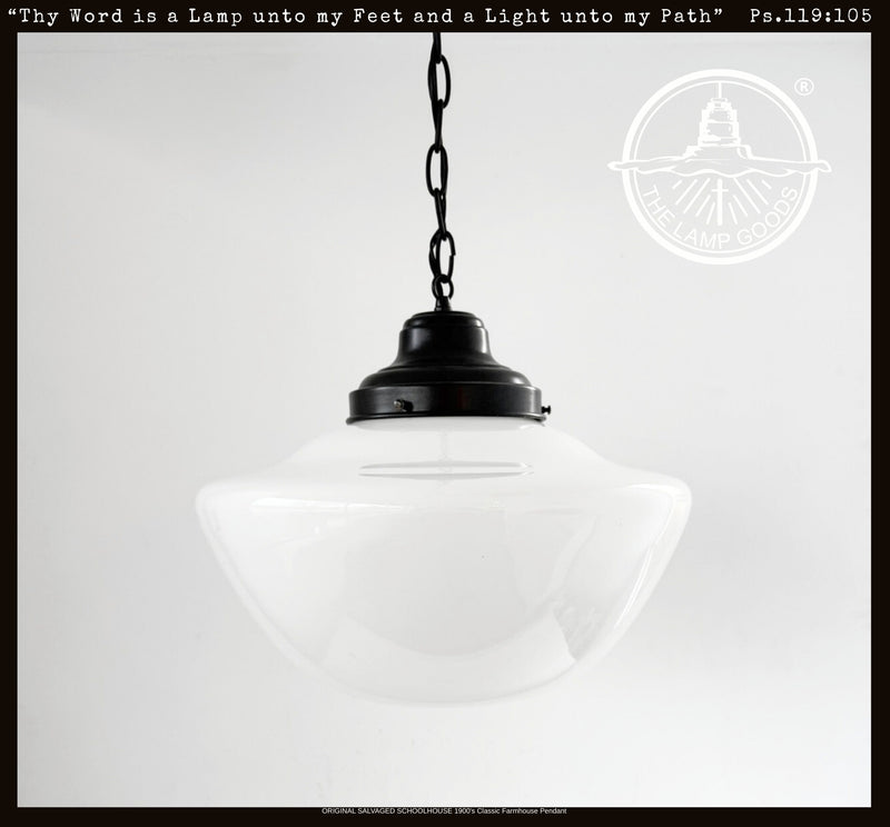 Heritage Milk Glass Schoolhouse Pendant Single 10" - The Lamp Goods