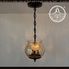 Vintage Amber Glass Tulip Pendant Light