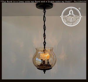 Vintage Amber Glass Tulip Pendant Light