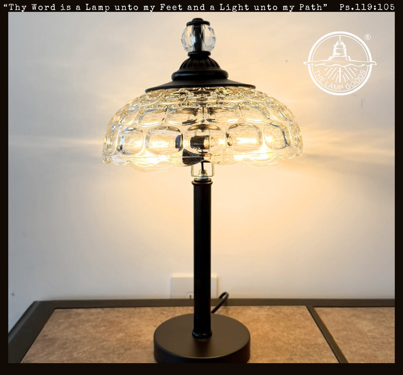 Vintage-Inspired Clear Bubble Glass Table Lamp - The Lamp Goods