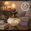Victorian Hand-Painted Floral Glass Table Lamp