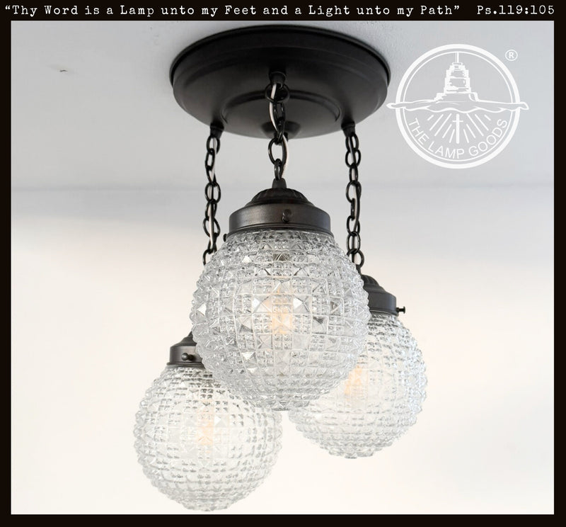 Heirloom Vintage Diamond Square Trio Ceiling Light - The Lamp Goods