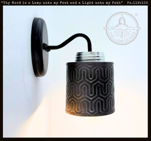 Petite Industrial Hexline Metal Wall Sconce - The Lamp Goods