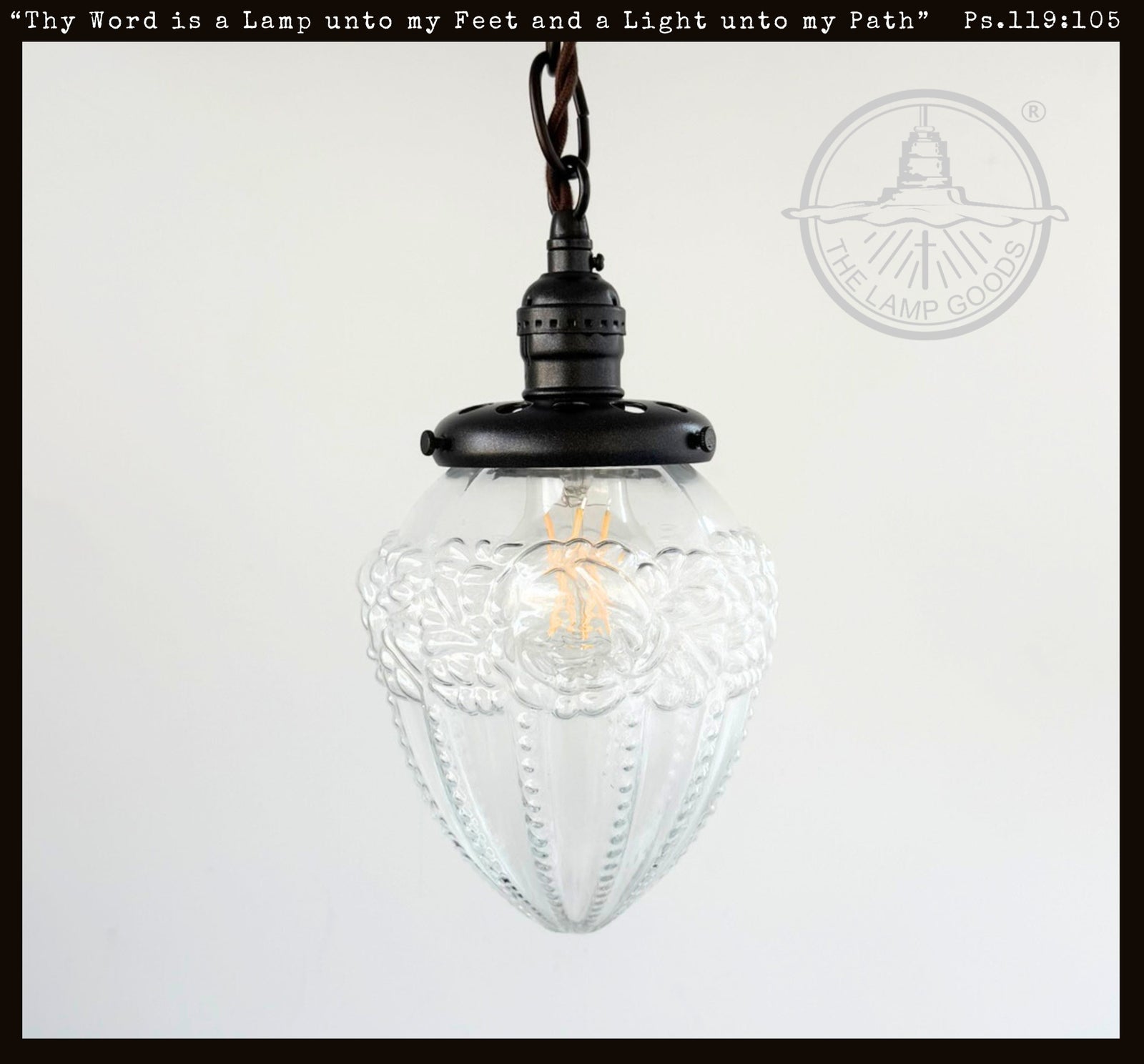 Victorian Beaded Acorn Pressed Glass Pendant - The Lamp Goods