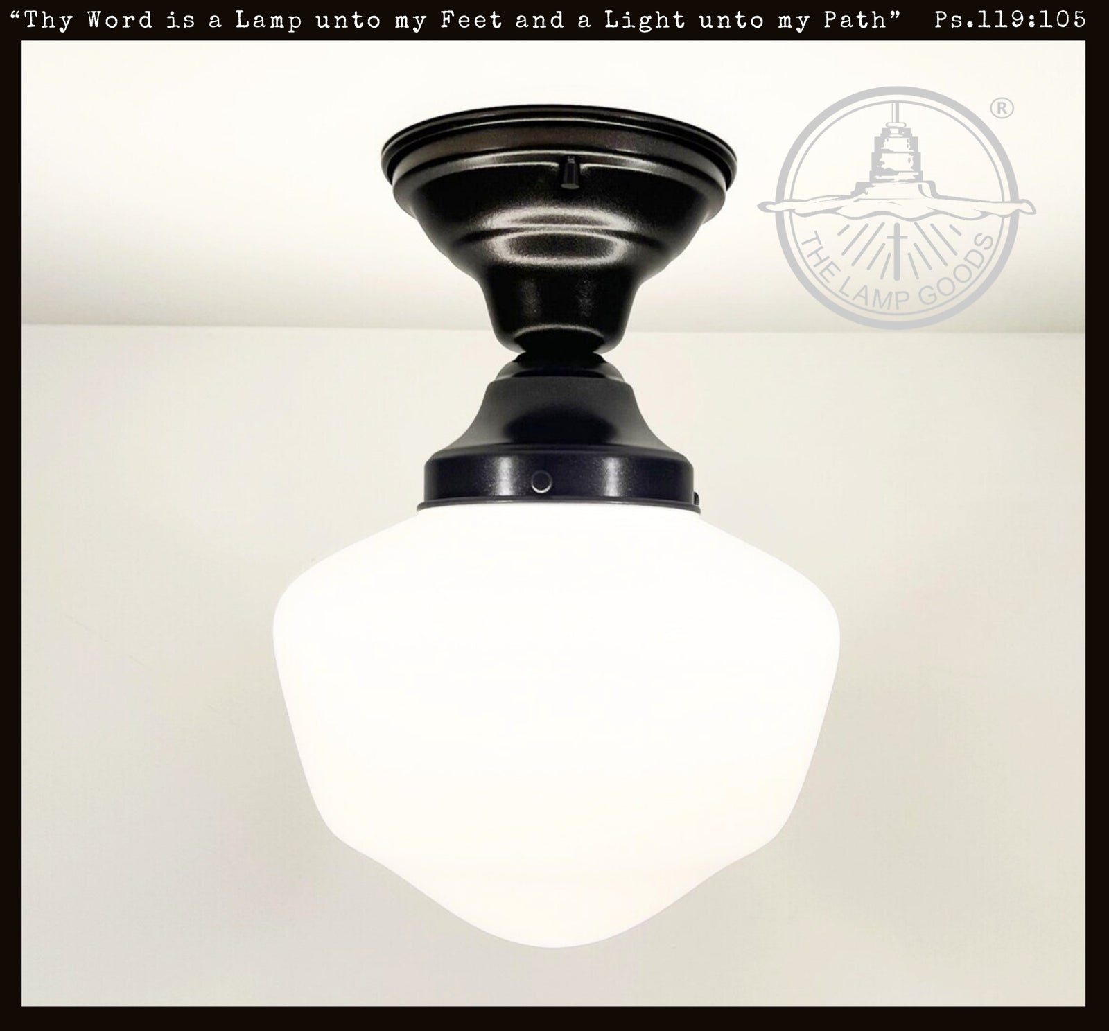 Classic Schoolhouse Milk Glass CEILING LIGHT Fixture - The Lamp Goods