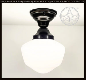 Classic Schoolhouse Milk Glass CEILING LIGHT Fixture - The Lamp Goods