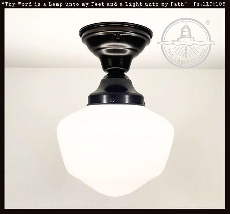 Classic Schoolhouse Milk Glass CEILING LIGHT Fixture - The Lamp Goods