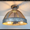 Rustic INDUSTRIAL Galvanized Screen Dome Flush Mount Cage Ceiling Light - The Lamp Goods
