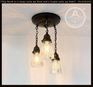 Heritage Ribbed Prism Ceiling Light Trio - The Lamp Goods