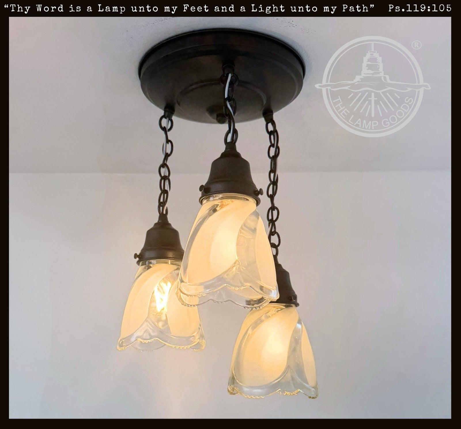 Clear and Frost Swirl Ceiling Light Trio