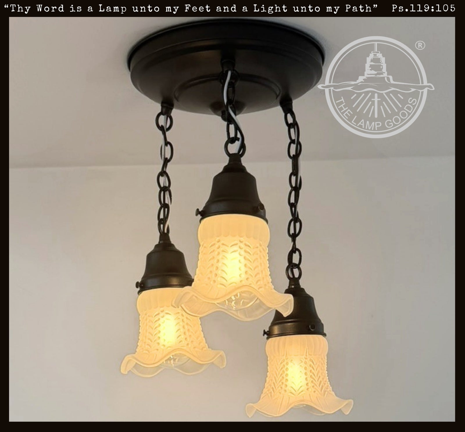 Frosted Hobnail Ceiling Light Trio