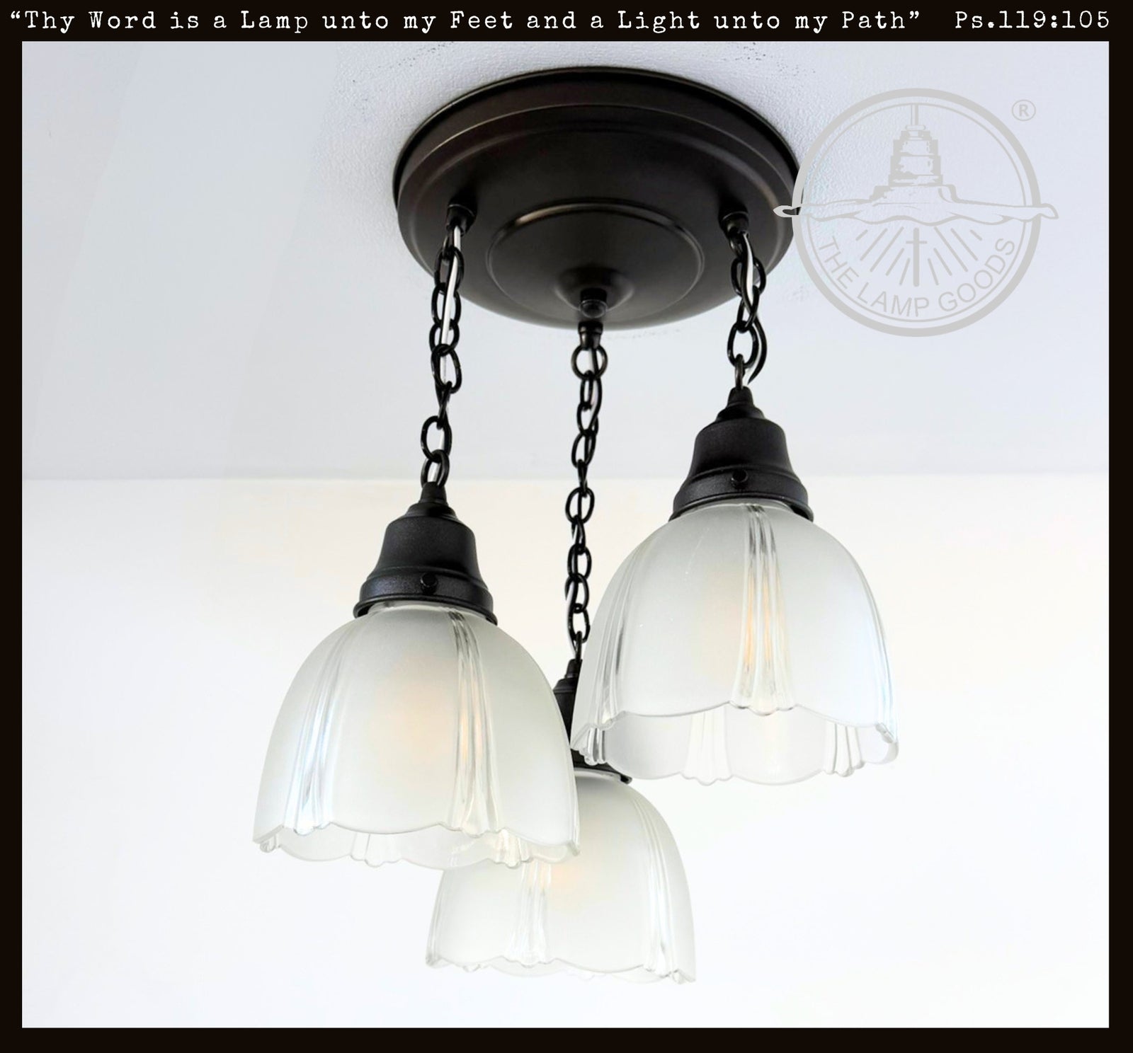 Vintage Frosted Clear Panel Ceiling Light Trio - The Lamp Goods