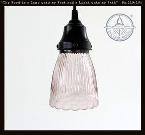 Lavender Ribbed Flower Glass Pendant