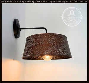 Ornate Copper Custom 90 Degree Arm Wall Sconce - The Lamp Goods