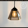 Vintage Brass & Smoked Glass Geometric Pendant Light | The Lamp Goods