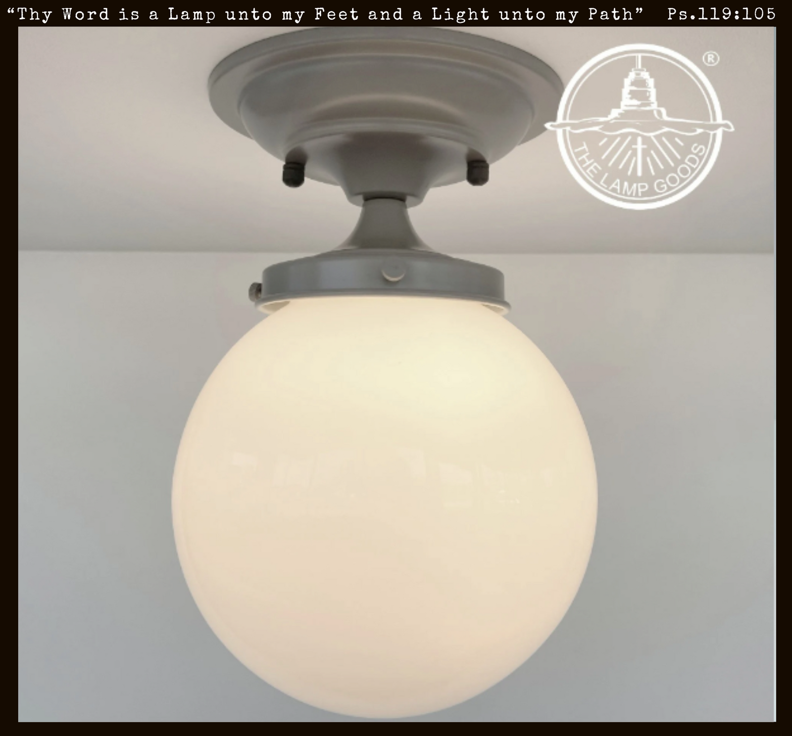 8" grey milk glass globe ceiling light fixture

