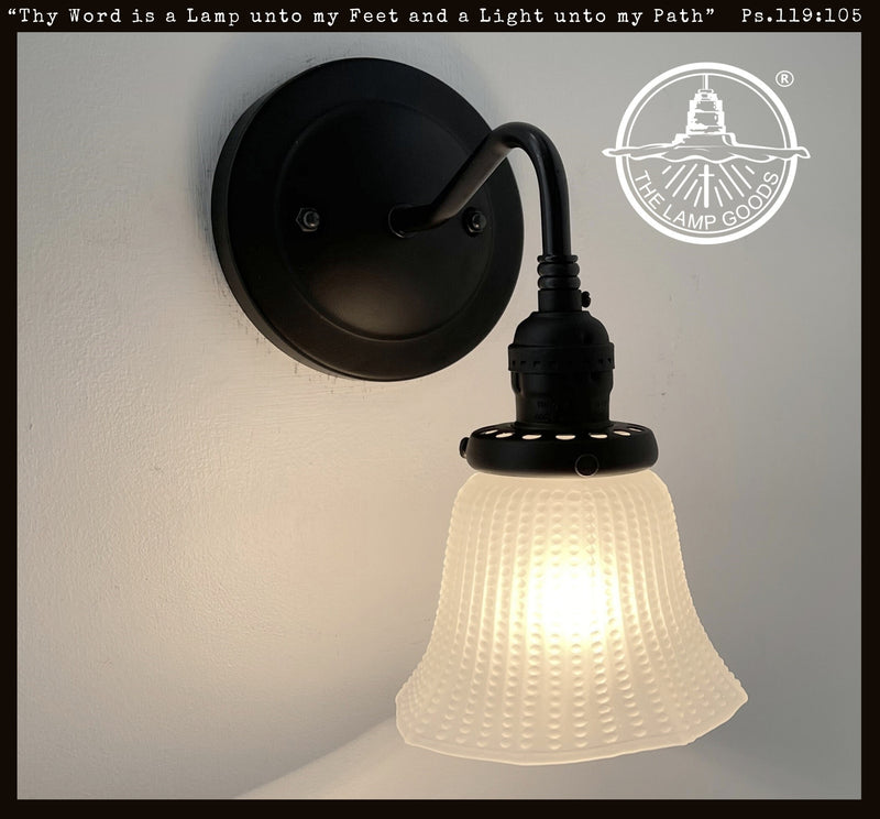 Frosted Antique 1930's HOBNAIL Glass Wall Sconce - The Lamp Goods