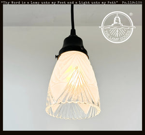 Clear And Frost Fan Ribbed Scallop Pendant Light/Wall Sconce