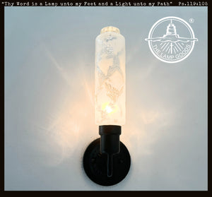 Delicate Narrow Frosted Floral Glass Wall Sconce