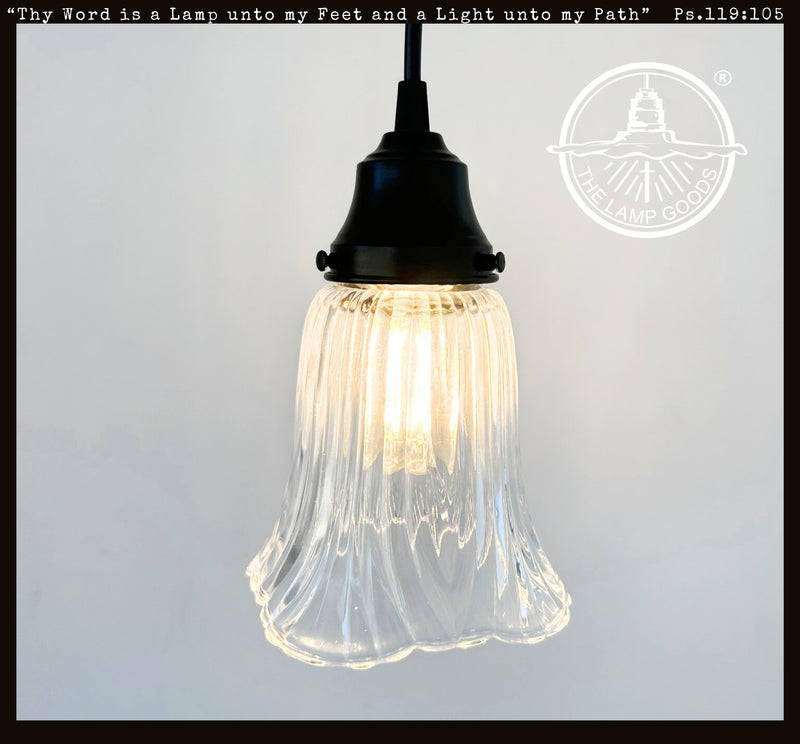 Heavy Pressed Scallop Flare Holophane Pendant - The Lamp Goods