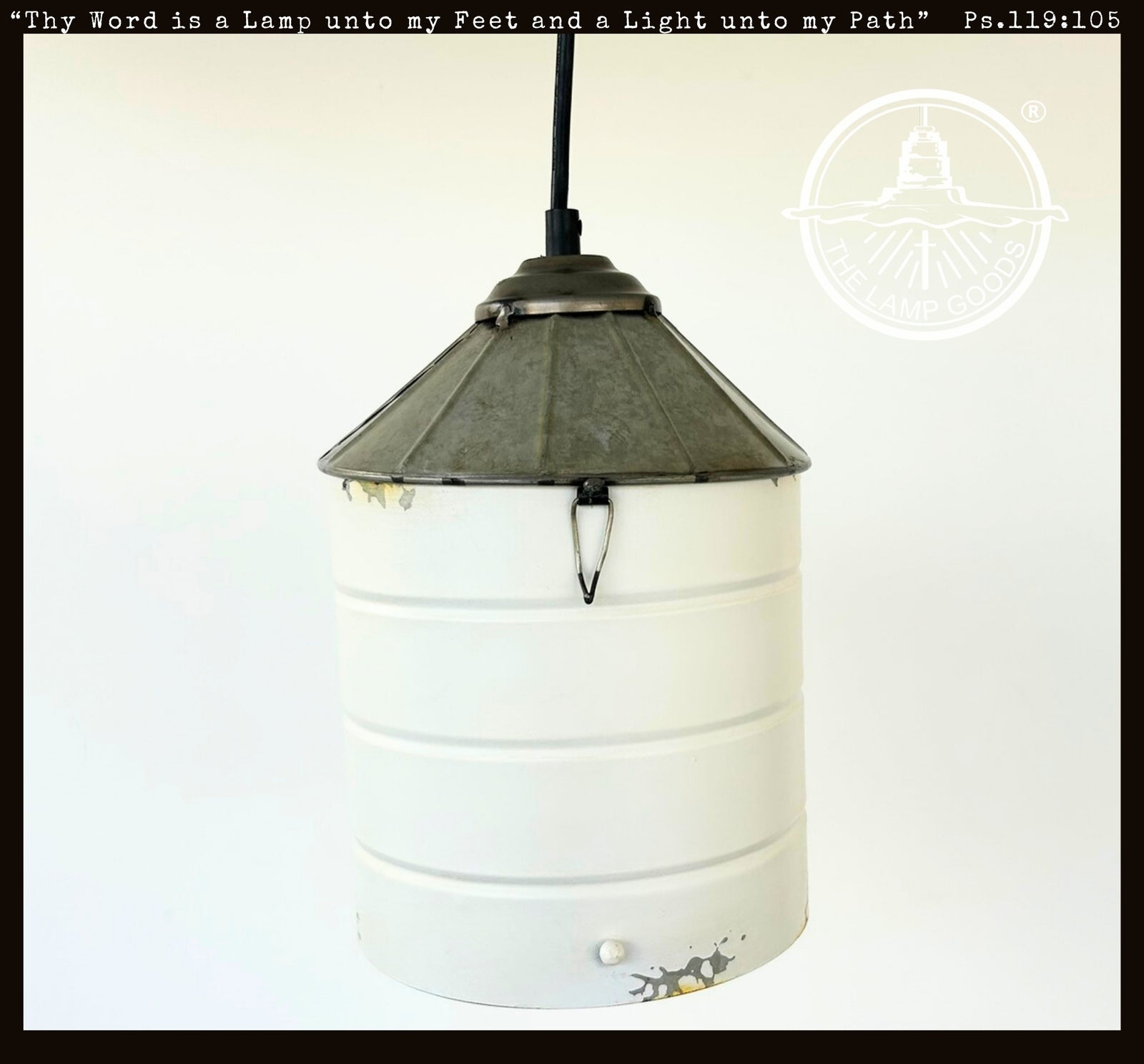 White Rustic Farmhouse Silo Pendant Light