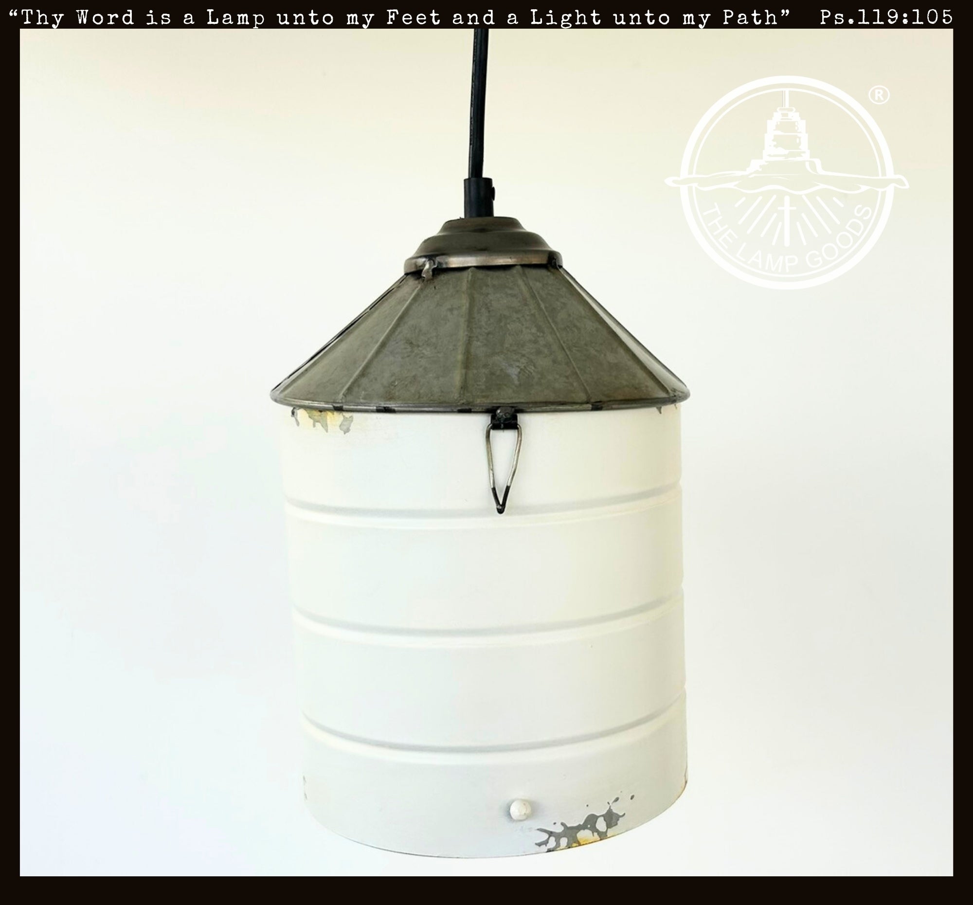 White Rustic Farmhouse Silo Pendant Light