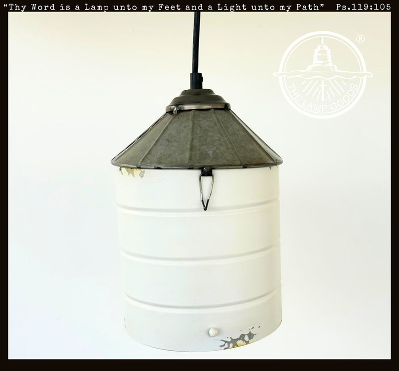 White Rustic Farmhouse Silo Pendant Light - The Lamp Goods