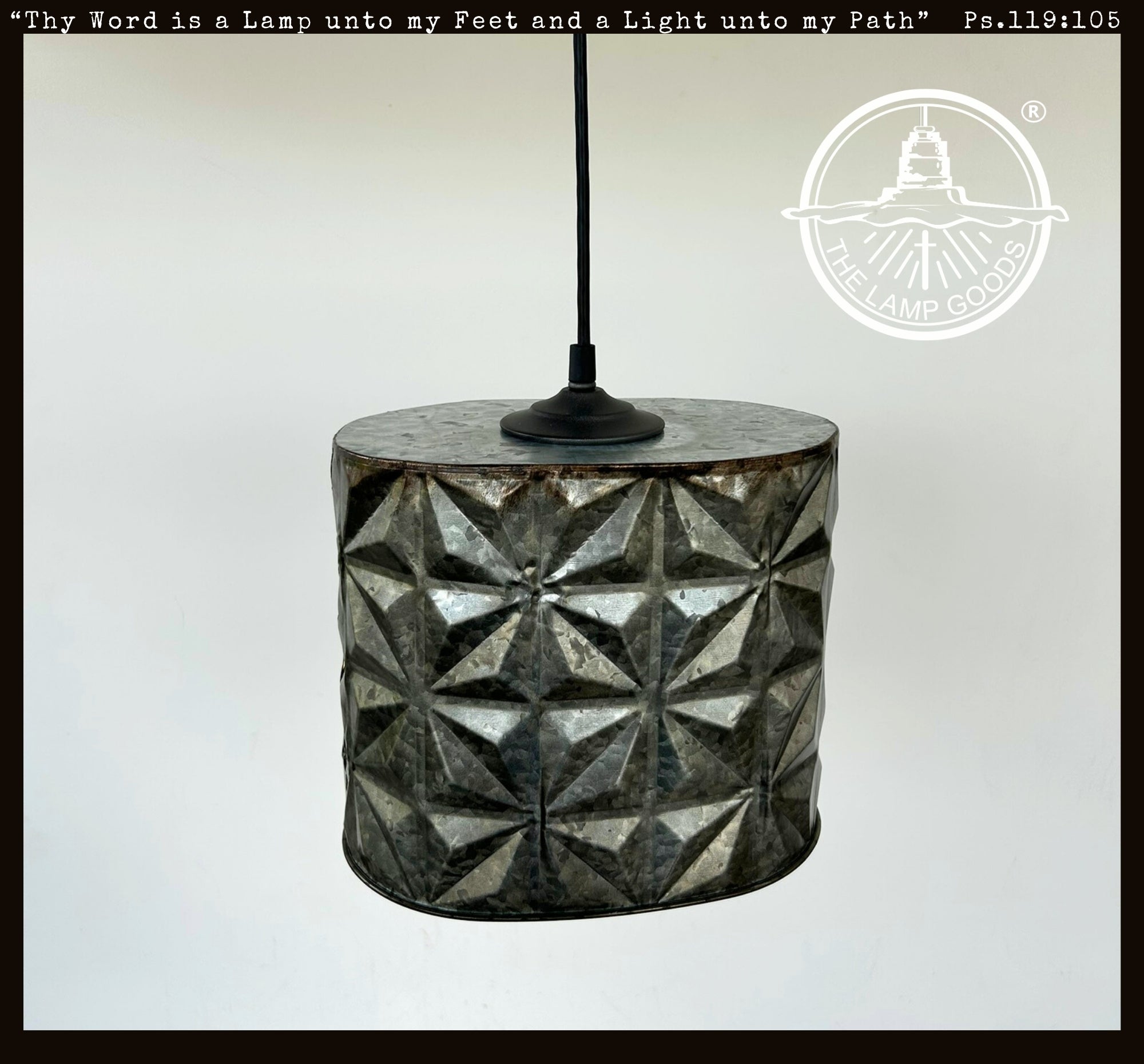 Rustic Galvanized Tin Starburst Drum Pendant Light