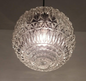 Large Antique Diamond 1960's Glass PENDANT Light