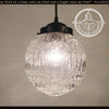 Large Antique Diamond 1960's Glass PENDANT Light