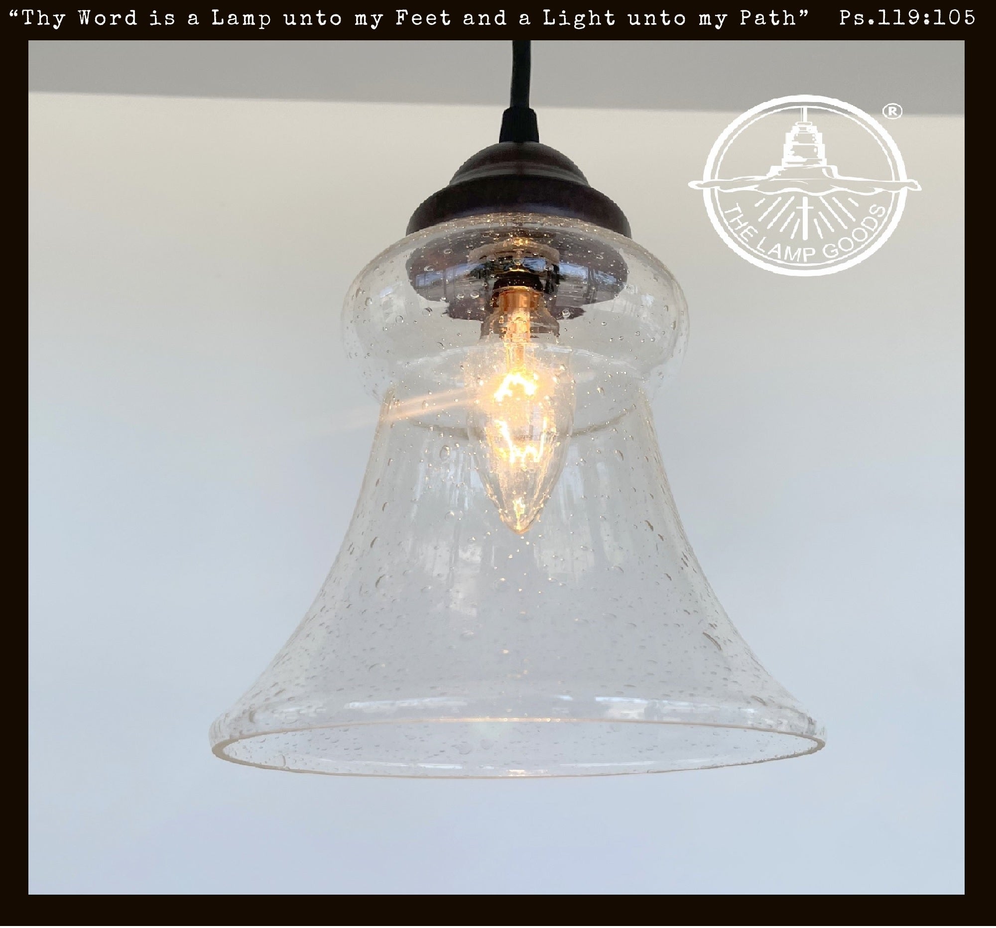 Antique Etched Frost & Clear Glass Pendant Light