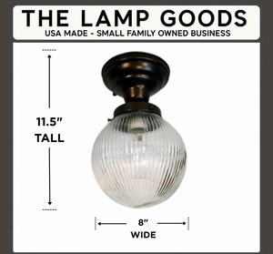 Large Holophane Glass Ceiling Light Fixture