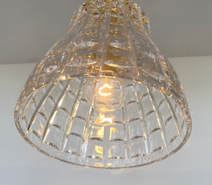 Brass DIAMOND LEADED GLASS Antique 1970s Pendant Chandelier Light