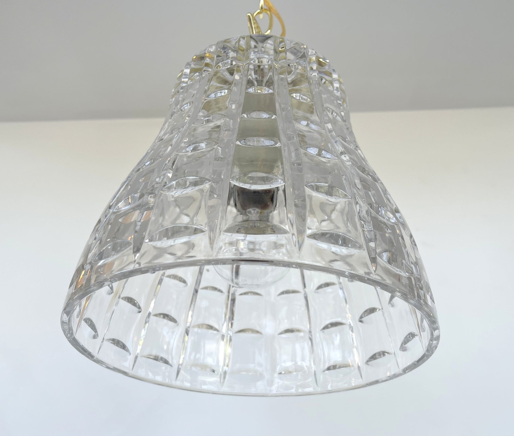 Brass DIAMOND LEADED GLASS Antique 1970s Pendant Chandelier Light