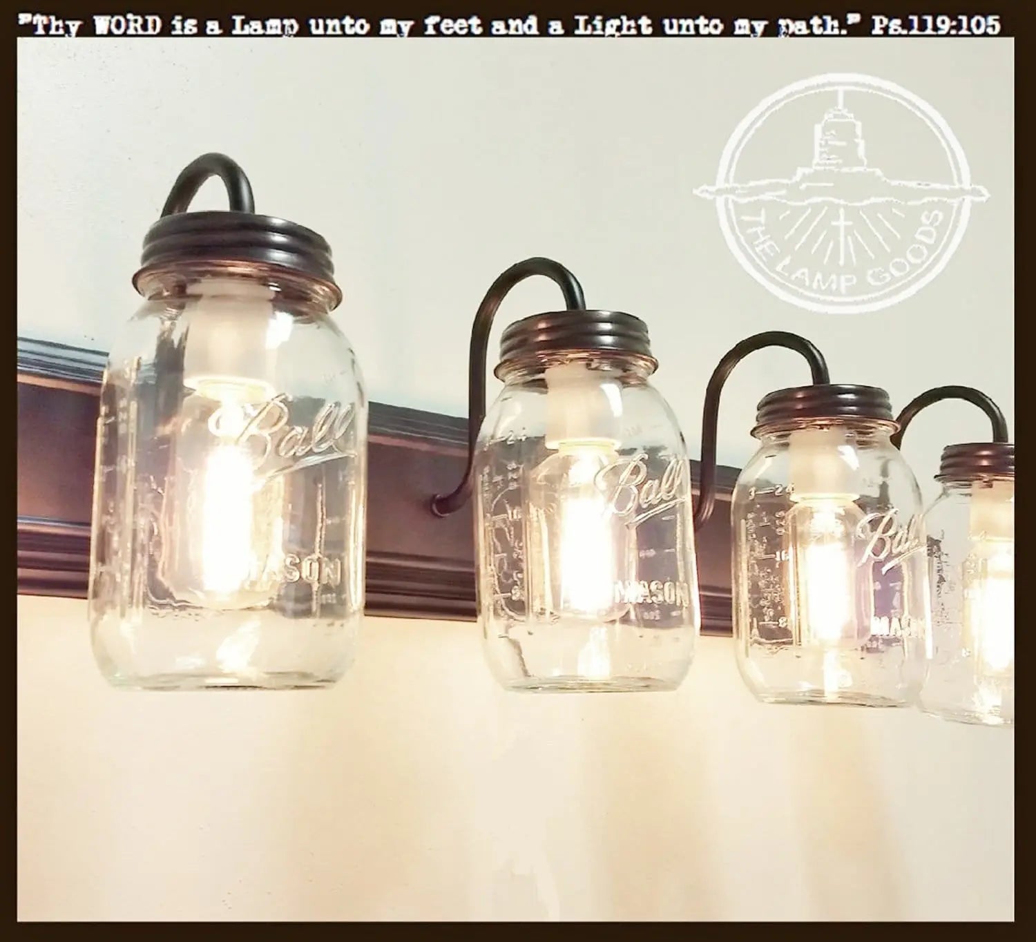 Mason Jar Bathroom Vanity Four Light Fixture