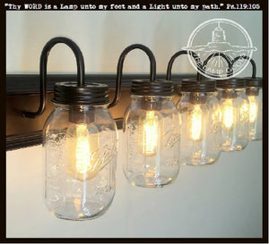 Mason Jar Bathroom Vanity Five Light Fixture
