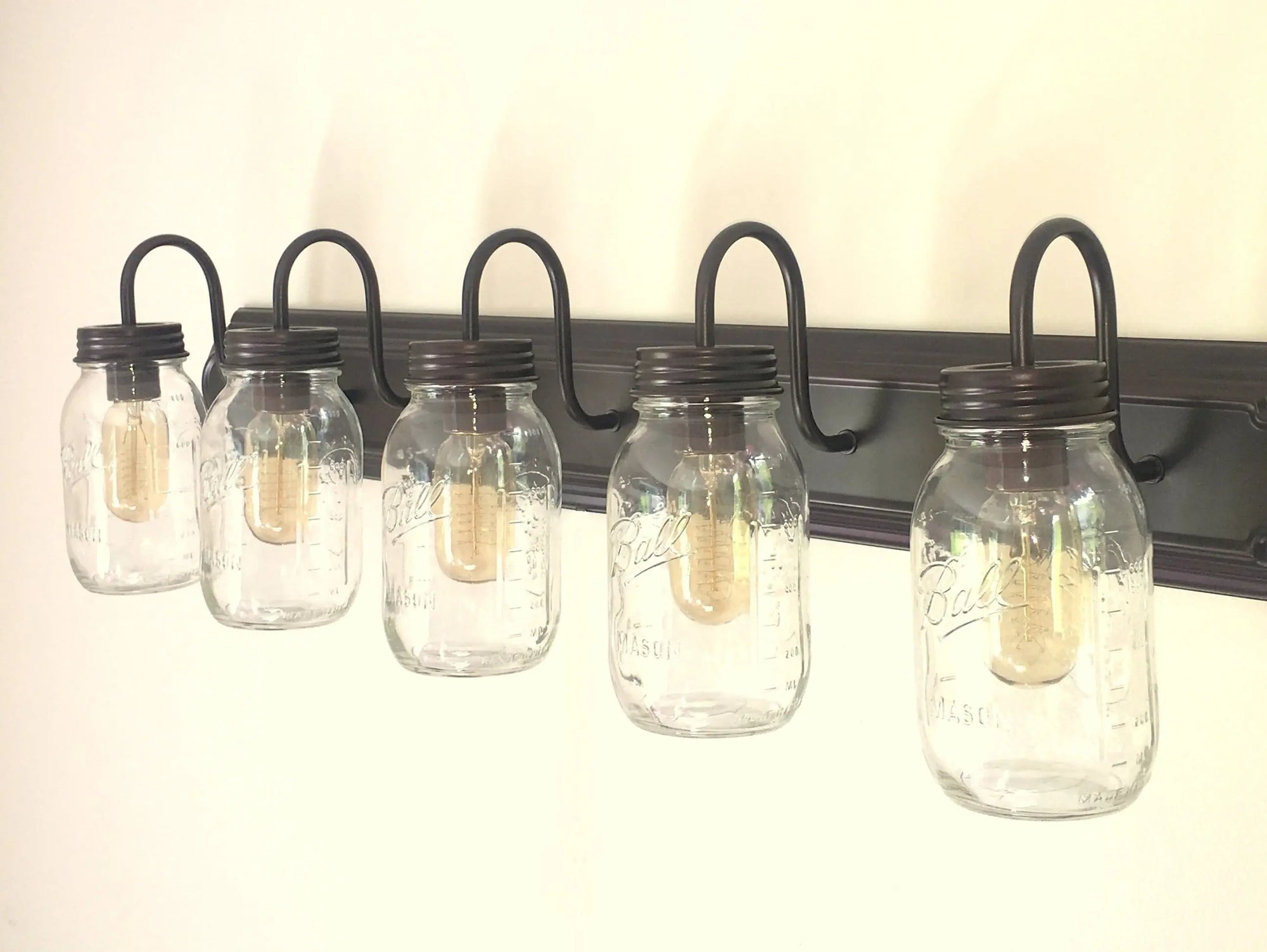 Mason Jar Bathroom Vanity Five Light Fixture
