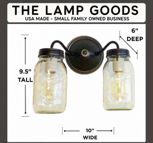 Mason Jar New Quart DOUBLE Wall Sconce Light Fixture