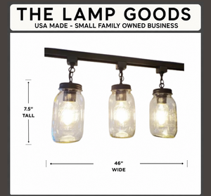 Mason Jar TRACK LIGHTING New Quarts Chain Trio