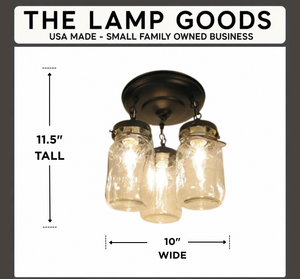 Mason Jar Vintage Quart Chain Trio Ceiling Light