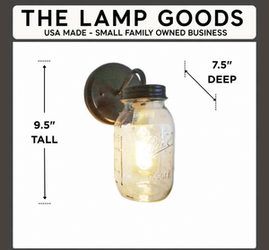 Mason Jar Wall SCONCE Lighting Fixture New Quart