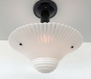 RARE FIND Gorgeous Suspended 1940's Milk Glass Shade Ceiling Light