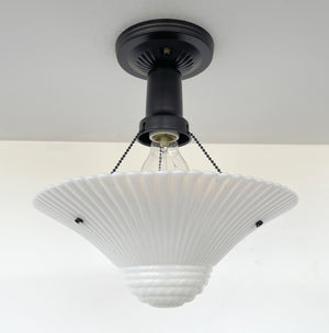 RARE FIND Gorgeous Suspended 1940's Milk Glass Shade Ceiling Light