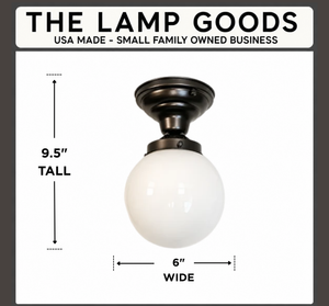 Milk Glass Globe Ceiling Light | 6" - The Lamp Goods
