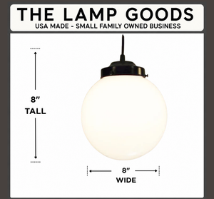 Milk Glass Globe PENDANT Light - 8" Globe