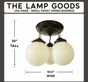Milk Glass Opal Globe Ceiling Light Chain Trio