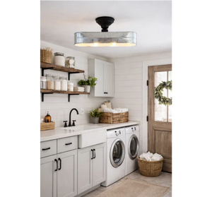 Modern Farmhouse Galvanized Metal Ceiling Light | 16.5" Flush Mount - The Lamp Goods