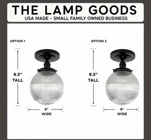 Modern Holophane Glass Exposed Socket Ceiling Light | 6" or 8"