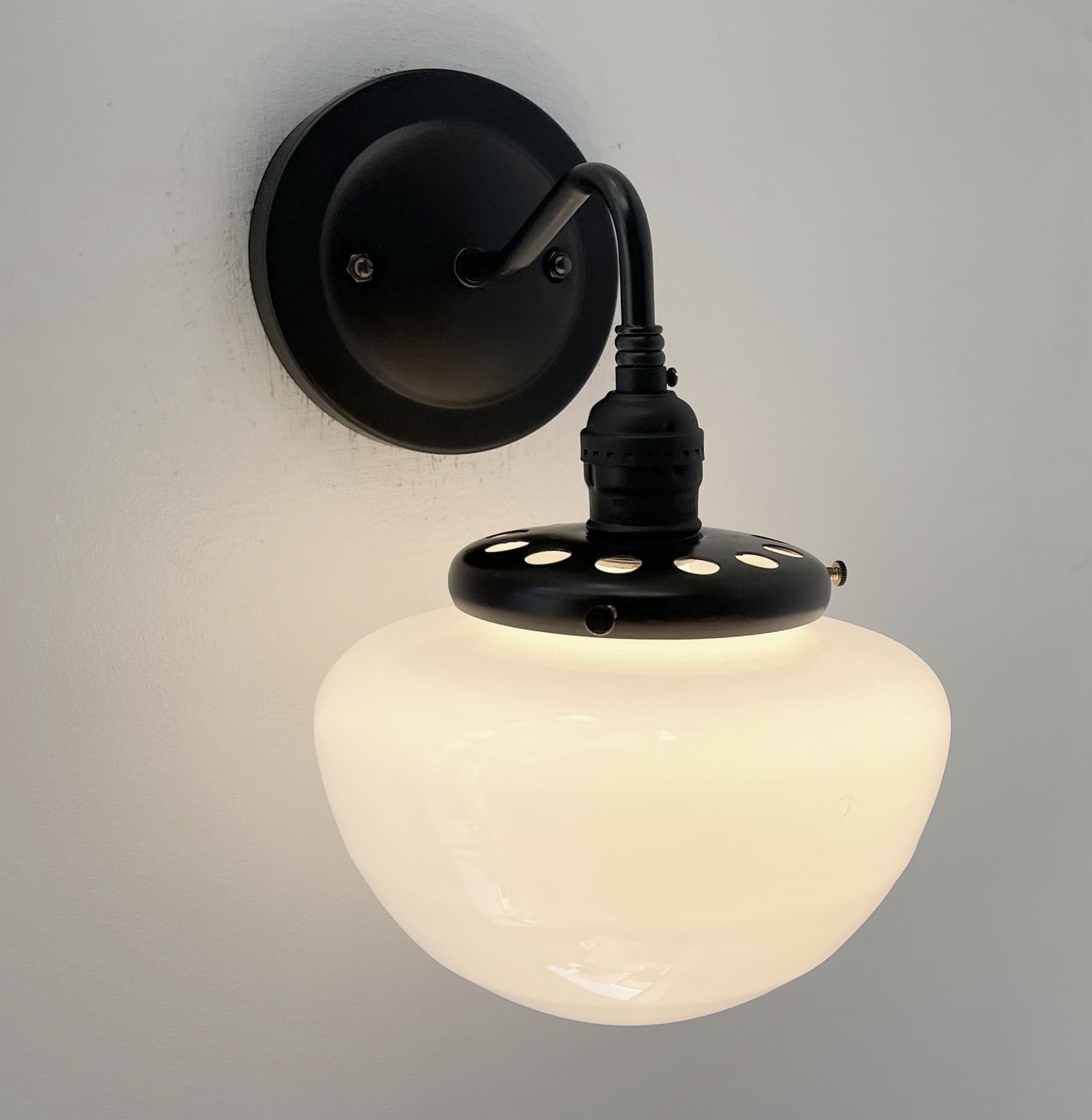 Opal Mushroom Milk Glass Wall Sconce Light