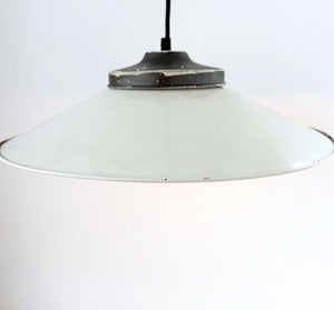 Old Reclaimed White Enamel Farmhouse Pendant